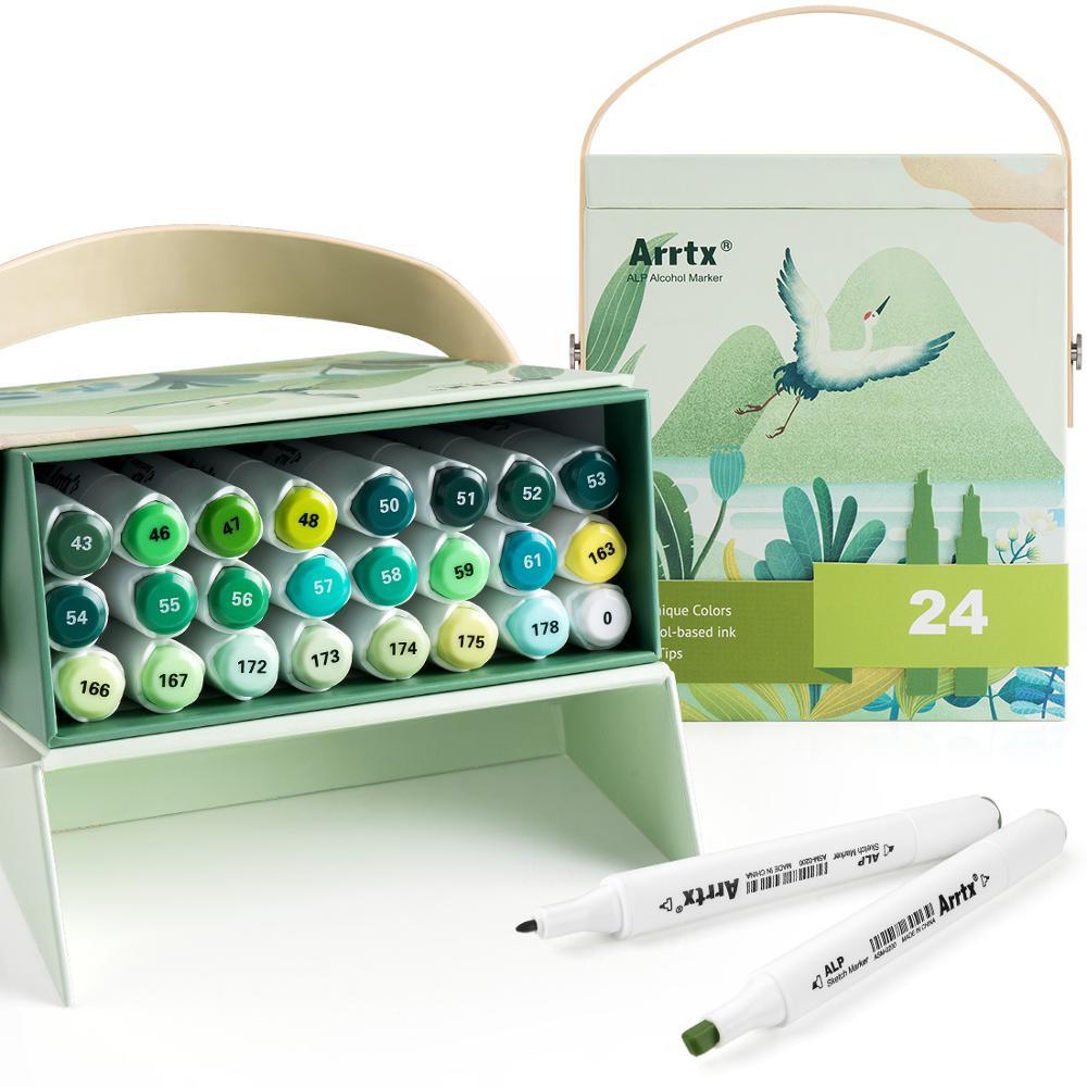 Arrtx Skin Tone Markers, 24 Colors Dual Tip Twin Marker Pens with Carry  Bag, Permanent Alcohol Based Art Markers Pen for