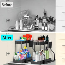 Load image into Gallery viewer, 2-Piece Under Sink Organizer with Sliding Shelves – Multi-Purpose Storage Rack
