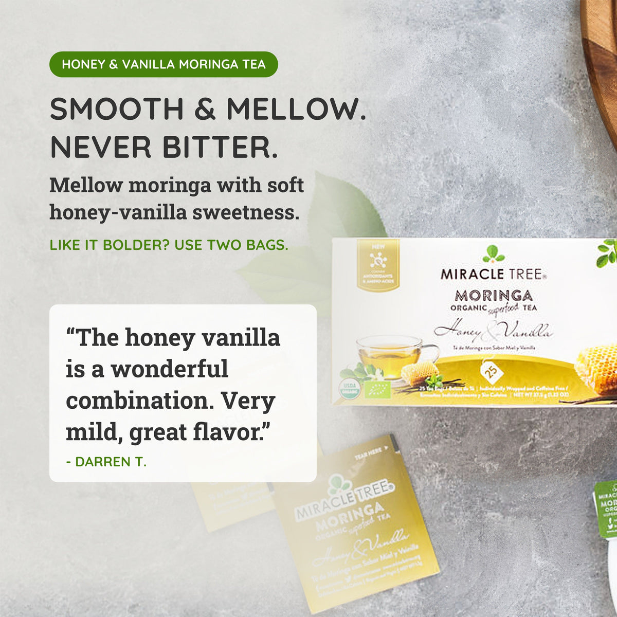 Organic Moringa Tea — Honey & Vanilla