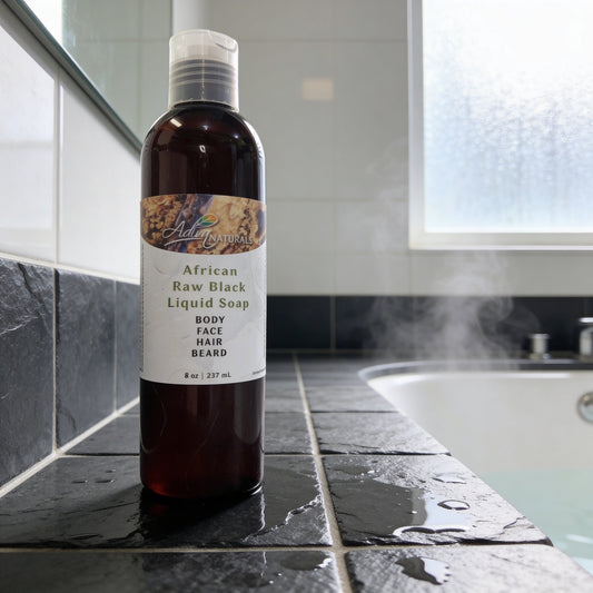 African Raw Black Liquid Soap: Deep Detox Cleanser (Face, Body & Hair)