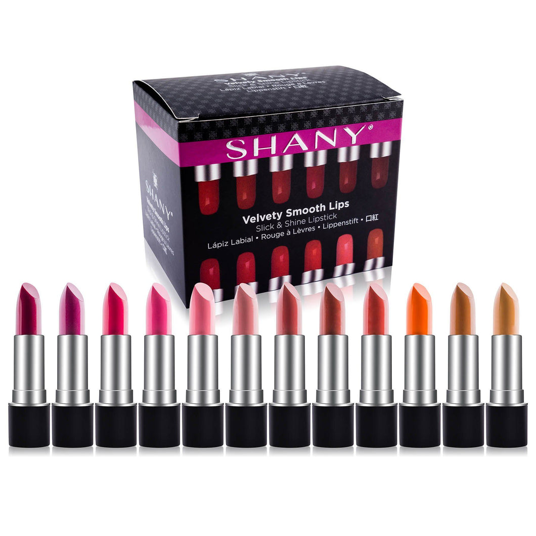SHANY Slick & Shine Lipstick Set - 12 Matte color Long Lasting & Moisturizing Lip Colors with Vitamin E and Aloe Vera. - SHOP  - LIPSTICKS - ITEM# SH0012LP
