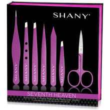 Load image into Gallery viewer, SHANY Seventh Heaven Professional Manicure, Pedicure and Tweezer Set - All-in-One 7-Piece Portable Nail Grooming Tool Kit - PURPLE - SHOP  - TWEEZERS - ITEM# SH-MANI-7
