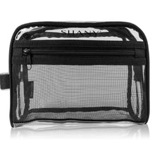 Load image into Gallery viewer, SHANY Clear Toiletry and Makeup Bag with Plastic Mesh Pocket – Medium Nontoxic Travel Organizer with Handle – Black Mesh - SHOP  - TRAVEL BAGS - ITEM# SH-PC19-BK
