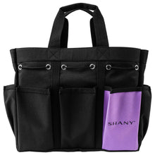 Load image into Gallery viewer, SHANY Beauty Handbag and Makeup Organizer Bag – Large Two-Tone Travel Tote with 2 Handles and 8 External Pockets – Black Canvas - SHOP  - MESH BAGS - ITEM# SH-PC21-BK
