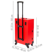 Load image into Gallery viewer, Large Travel Rolling Makeup Case with Mirror - RED
