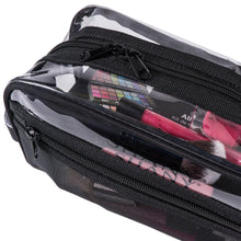 Load image into Gallery viewer, Clear Toiletry and Makeup Bag and Organizer - Black Mesh
