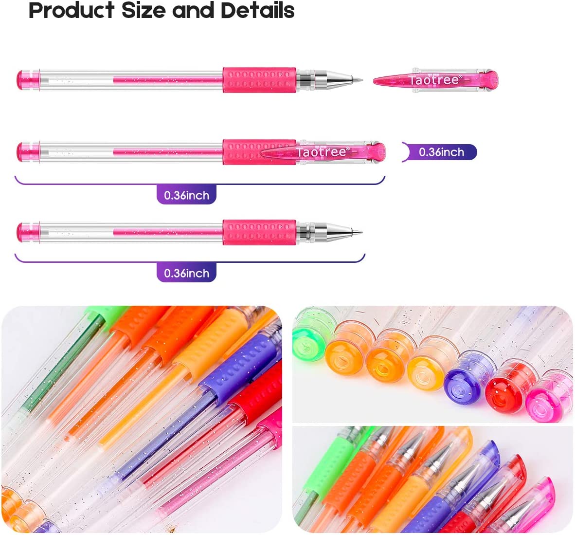 Glitter Gel Pens, 32-Color Neon Glitter Pens Fine Tip Art Markers Set