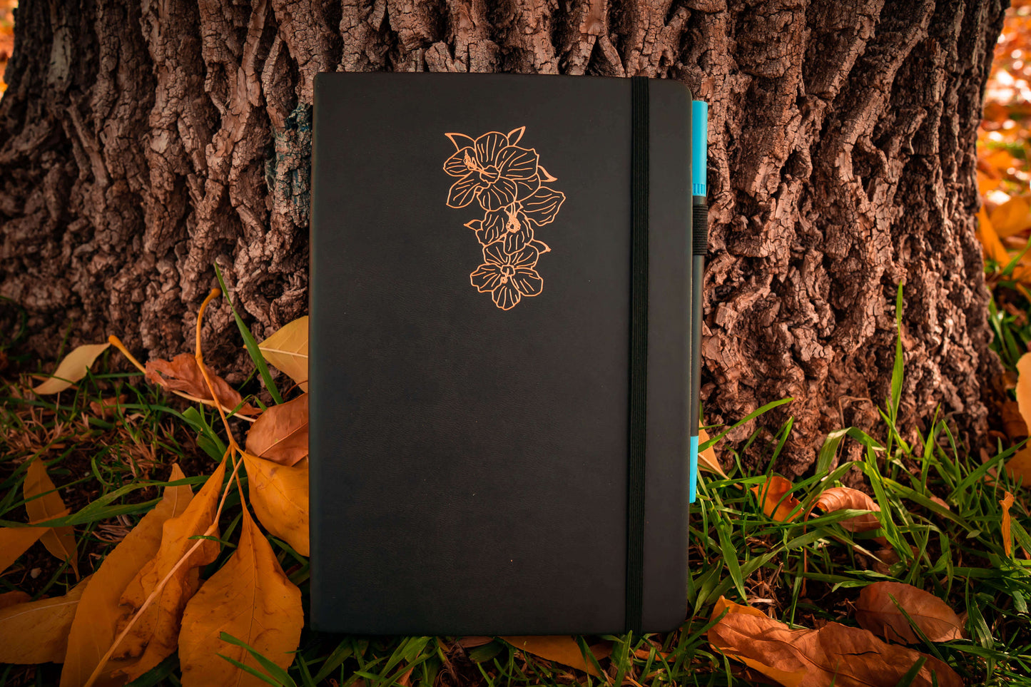 Delmas 33 Hibiscus A5 Dotted Journal with Black Paper