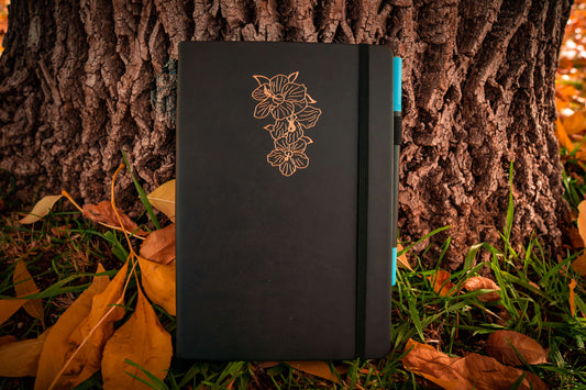 Delmas 33 Hibiscus A5 Dotted Journal with Black Paper