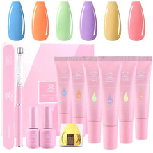 Load image into Gallery viewer, Poly Nail Extension Gel Kit, No Slip Solution Need Blue Pink Nail Builder Gel with Base Coat Top Coat All-in-One
