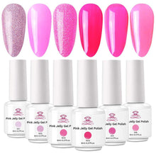 Load image into Gallery viewer, 6 Color Pink Jelly  Gel Polish Set 8ML Nail Polish
