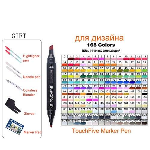 Sketch Markers Set TouchFive 168 Colors Drawing Markers Pen Alcohol Dual Headed Tips Permanents Graffiti Marker Pen for Kids