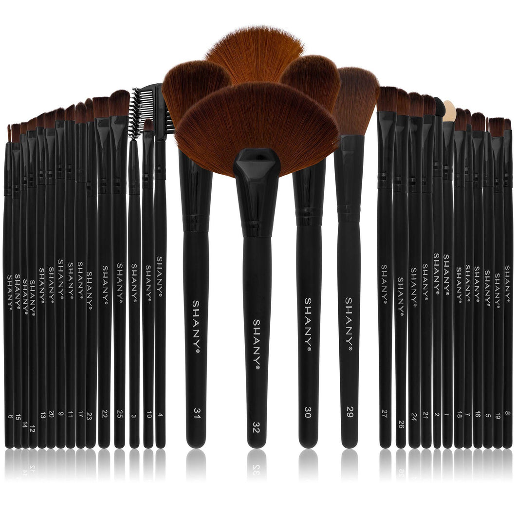 SHANY Professional Brush Set with Faux Leather Pouch, 32 Count, Synthetic Bristles - SHOP  - BRUSH SETS - ITEM# SH-32PCBRUSH