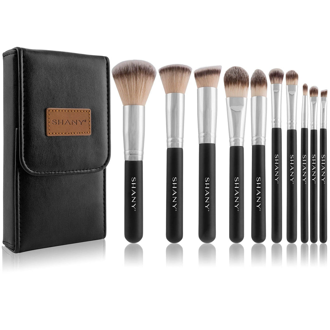 SHANY Black OMBRÉ Pro 10 PC Essential Brush Set with Travel Pouch - SHOP  - BRUSH SETS - ITEM# SH-BR002