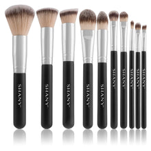 Load image into Gallery viewer, Black OMBRÉ Pro 10 PC Essential Brush Set with Travel Pouch-4
