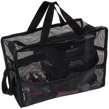 Load image into Gallery viewer, SHANY Collapsible Mesh Bag – Large See-Thru Travel Tote with Shoulder Straps – Water-Resistant with Zippered Pockets – Black - SHOP  - MESH BAGS - ITEM# SH-MB200-BK
