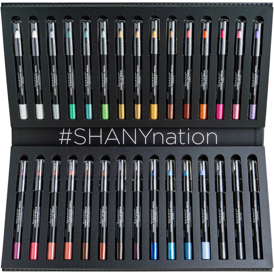 SHANY Multi-Use Chunky Pencils for Eye Shadow, Eyeliner, Lip Liner, Lipstick - W/ Vitamin E & Aloe Vera - Set of 30 Colors - SHOP  - EYELINER - ITEM# SH-P003