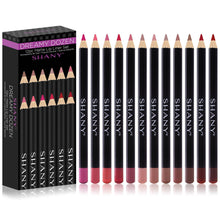 Load image into Gallery viewer, SHANY Vegan Dreamy Dozen Matte Lip Liner Set - Long-Lasting Professional Velvet Lipstick Pencils in Varying Shades - Pack of 12 - SHOP  - LIP LINERS - ITEM# SH-P004
