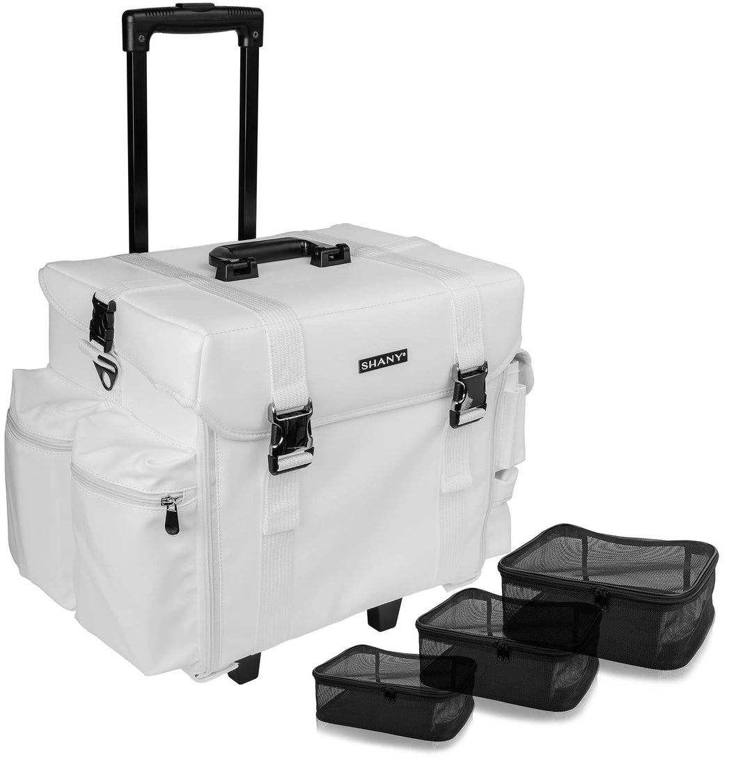 Makeup Artist Soft Rolling Trolley Cosmetic Case with Free Set of Mesh Bag