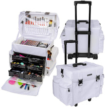 Load image into Gallery viewer, Makeup Artist Soft Rolling Trolley Cosmetic Case with Free Set of Mesh Bag

