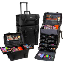 Load image into Gallery viewer, Soft Makeup Artist Rolling Trolley Cosmetic Case with Free Set of Mesh Bag
