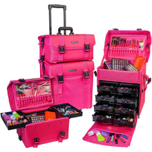 Load image into Gallery viewer, Soft Makeup Artist Rolling Trolley Cosmetic Case with Free Set of Mesh Bag
