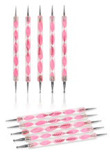 Load image into Gallery viewer, Marbleizing Dotting Pen Brush Sets - set of 5 x 2 way brushes
